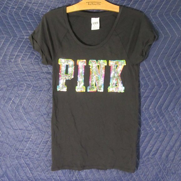 PINK Victoria's Secret Tops - Women's VS PINK Graphic Logo Sequence T-shirt